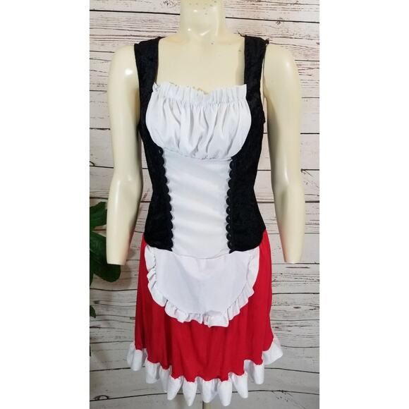 Costume Red Riding Hood Steampunk Dress Junior Sz XL black red white halloween - Picture 1 of 4